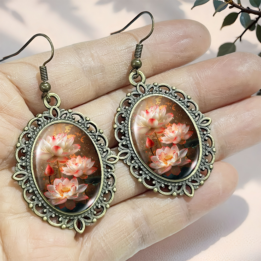 Minimalist Lace Earrings with Blooming Lotus Flowers